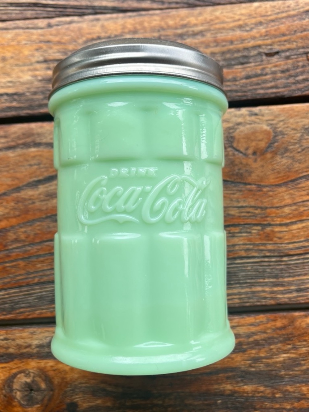 Coca Cola Pale Mint Sugar Diner Style Canister with Metal Lid